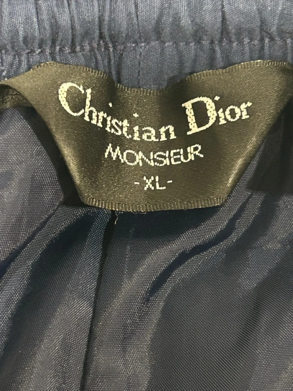 Vtg Christian Dior Monsieur Jogger Track Lounge Pants Zip Ankle Navy Blue Sz XL